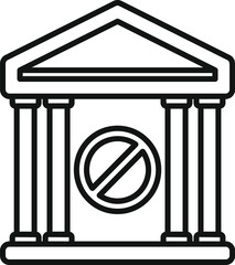 Simple icon representing a government building with a stop sign, indicating restricted access or closure