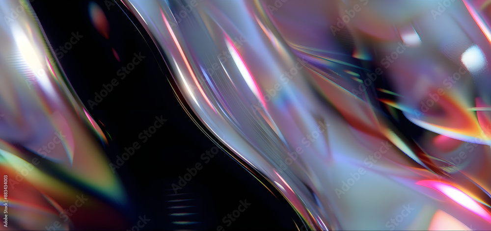 Poster abstract iridescent background design, 3d render