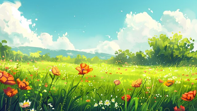 meadow with flowers