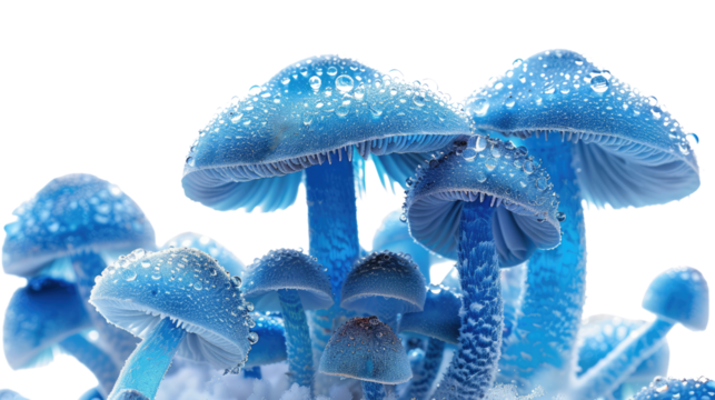 Florescent mushrooms on a transparent background