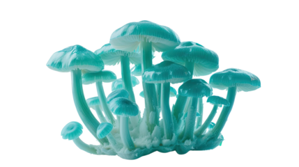 Florescent mushrooms on a transparent background