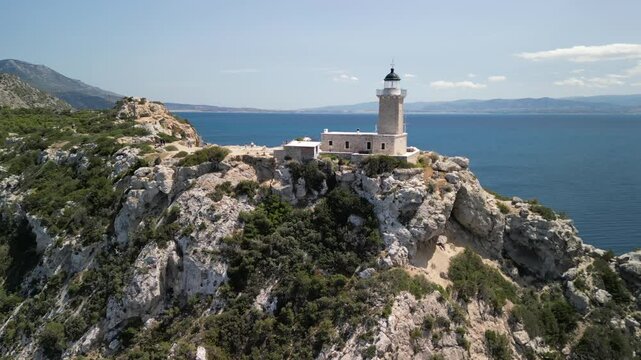 Aerial video over Lighthouse Melagavi, Greece