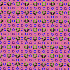 Vector background with repeating pattern. Repeating pattern of circles and squares. Rough decorative stroke, ornamental brush, colorful, repeating pattern. Fabric, background, texture