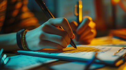 Close-up of user creating a series of educational or informative posts, sparking meaningful discussions and connections.