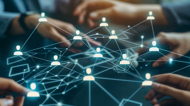 User collaborating with other professionals on social media, sharing joint content and expanding their network.