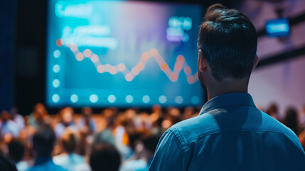 A presentation slide with a striking line graph, capturing the audience's attention as it shows financial performance above targets.