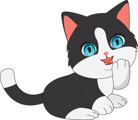 Cute cat with giggling smiling face