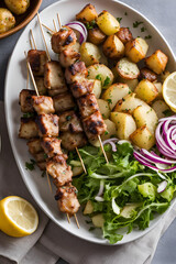grilled chicken wings with vegetables
