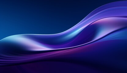 3D render of an abstract blue and purple wave shaped curve. The image is rendered in the style of curved shapes and flowing colors typically seen in abstract artworks. Any Chinese characters in the or