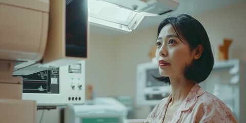 Obraz premium Woman observing medical monitor