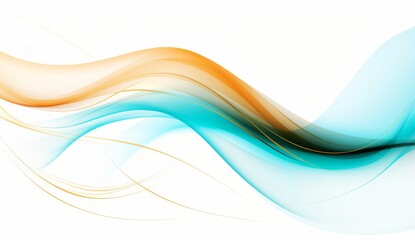 Blue and gold waves of curved shapes on a white background, rendered in 3D in the style of hd, high resolution.
