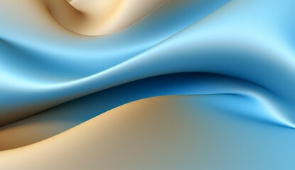 Blue and gold waves of curved shapes on a white background, rendered in 3D in the style of hd, high resolution.