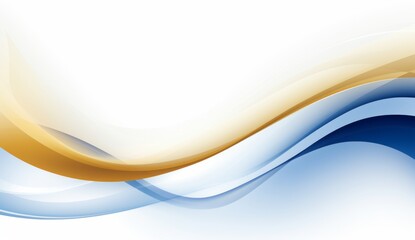 Blue and gold waves of curved shapes on a white background, rendered in 3D in the style of hd, high resolution.