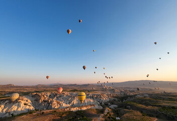 World famous Cappadocia, fairy chimneys, hot air balloons