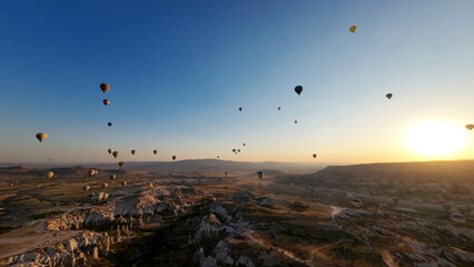 World famous Cappadocia, fairy chimneys, hot air balloons
