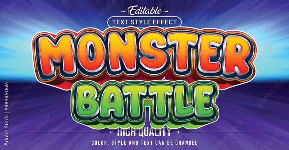 Poster editable text style effect - monster battle text style theme.