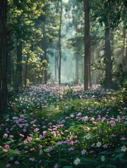 Obraz premium Pink Flower Forest