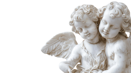 Stone angels on a transparent background