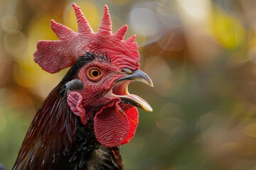 A snap shot of a farmyard ginger rooster.