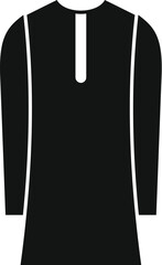 Black long sleeve kurta icon in simple style isolated on white background