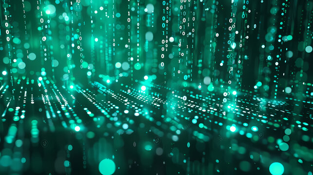 Glowing binary code