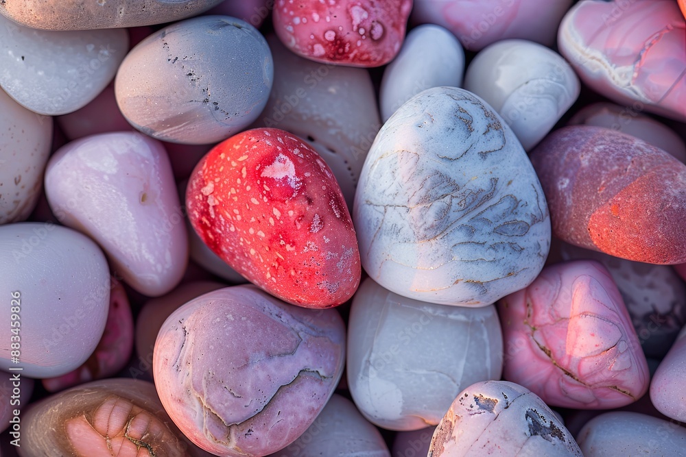 Aufkleber Abstract Pattern of Small, Smooth, Multicolored Pebbles Creating a Stunning Visual Display
