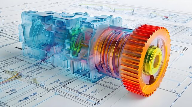 Detailed FEA Illustration Showing a Component Under Load with a Color-Coded Stress Distribution Map for Visualizing High and Low Stress Zones