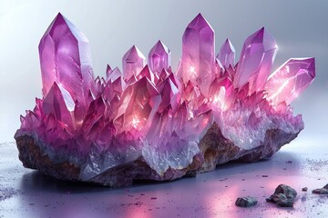 Dazzling Amethyst Crystal Cluster Glowing Beautifully'