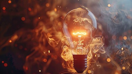 The Brightly Illuminated Light Bulb Emits Energy That Fills Its Surroundings