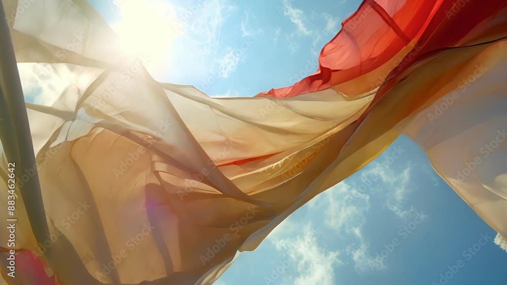 Poster the fabric of the flag swaying back and forth almost as if it has a life of its own.