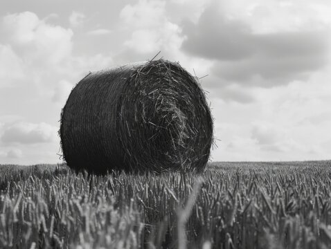 Hay bale in field