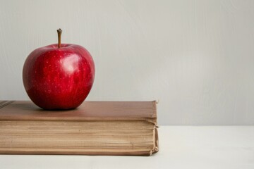 Big ripe red apple on a blue background - juicy summer fruit. Beautiful simple AI generated image in 4K, unique.