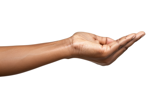 Outstretched hand on a transparent background