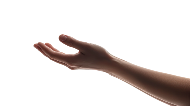 Outstretched hand on a transparent background