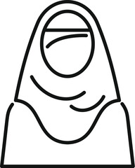 Simple line drawing of a young adult woman wearing a hijab