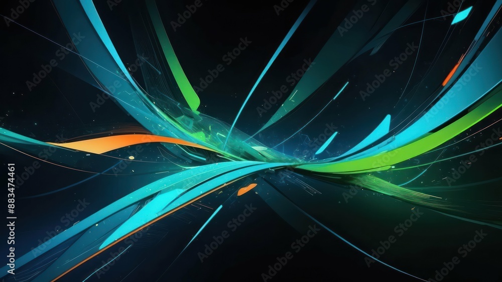 Poster tech innovation concept background with abstract digital design and vibrant neon lights