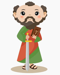 Illustration of Saint Paul, religious saints, old man with sword and bible