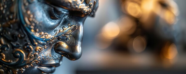 The Merge of Technology and Art in a sculpture where digital screens and classical forms create a dialogue on modernity