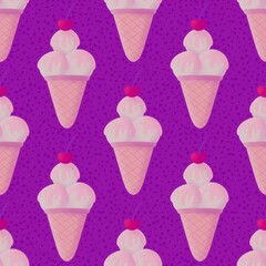 Summer cartoon print seamless ice cream pattern for wrapping paper and fabrics