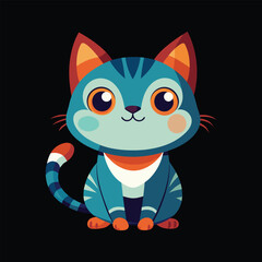 cute cat design vector art illustration 
