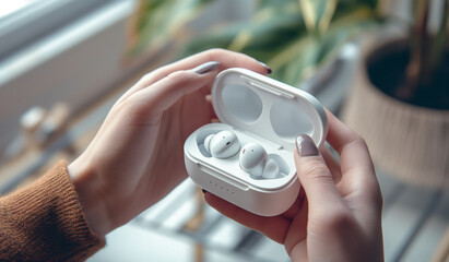 bluetooth headset and white box,music