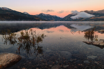 Mountains reflecting in an alpine lake