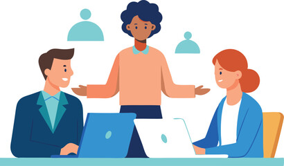 Fototapeta premium Team of diverse business professionals collaborating in a modern office environment