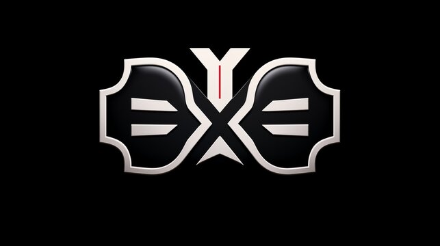 Black and Silver Symmetrical Modern Emblem with Abstract Design