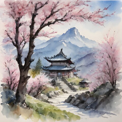 japanese temple in the morning