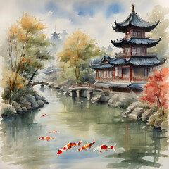 japanese garden in autumn