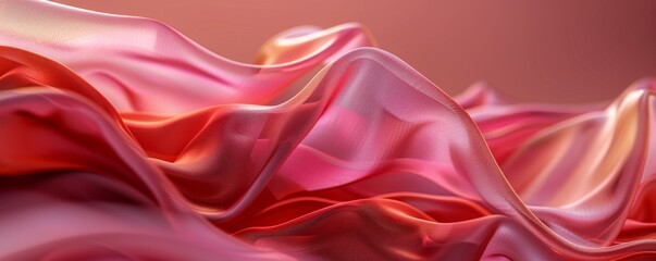 Obraz premium Close-up of an abstract sculpture with flowing pink and red fabric shapes