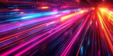 Modern geometric scene with glowing lines and a dark tunnel, ideal for high-tech branding and innovative marketing concepts.
