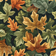 A seamless pattern of repeating leaves and foliage. Ready to use repeated for textiles, wallpapers, and digital projects, bringing nature's beauty into any space