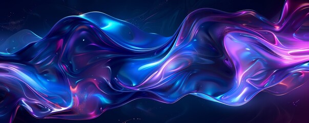 Obraz premium Stunning abstract digital art with fluid, colorful waves in blue and purple hues